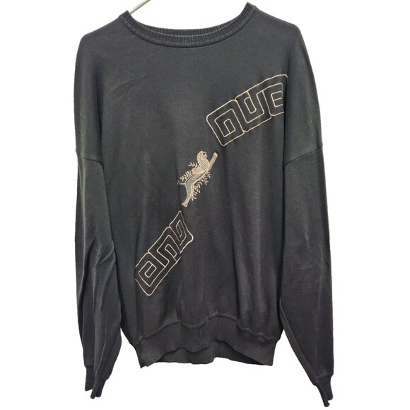 Vittorio Rocchetti Other - VTG 90s Vittorio Rocchetti Mens Sweatshirt XL Black Embroidered Pullover Grunge